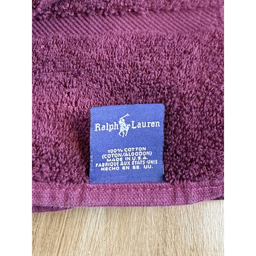 Vintage Ralph Lauren Plum/ Wine 3pc Bath Towel Set Blue Pony Logo - Picture 6 of 7